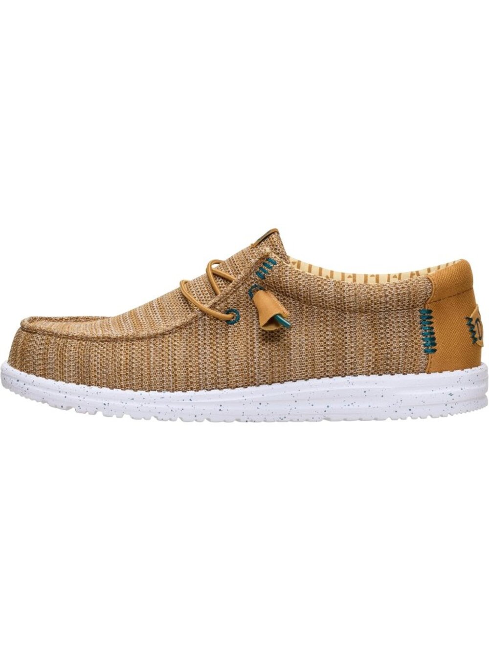 Hey Dude Men's Bone Brown Multi Round Toe Wally Stretch Sox Slip On Loafer Shoes